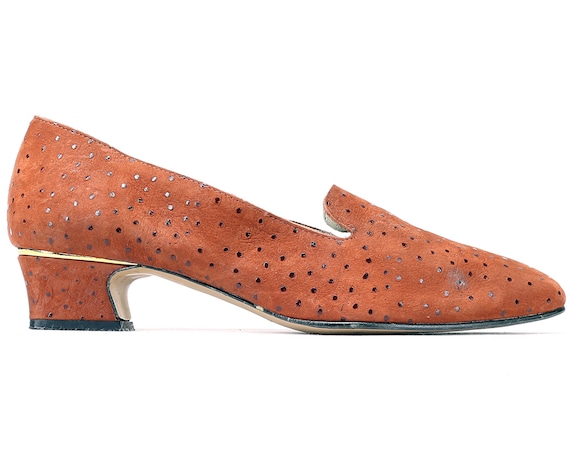Victorian Shoes Pumps Wide Fit Heels 80s Rust Bro… - image 1