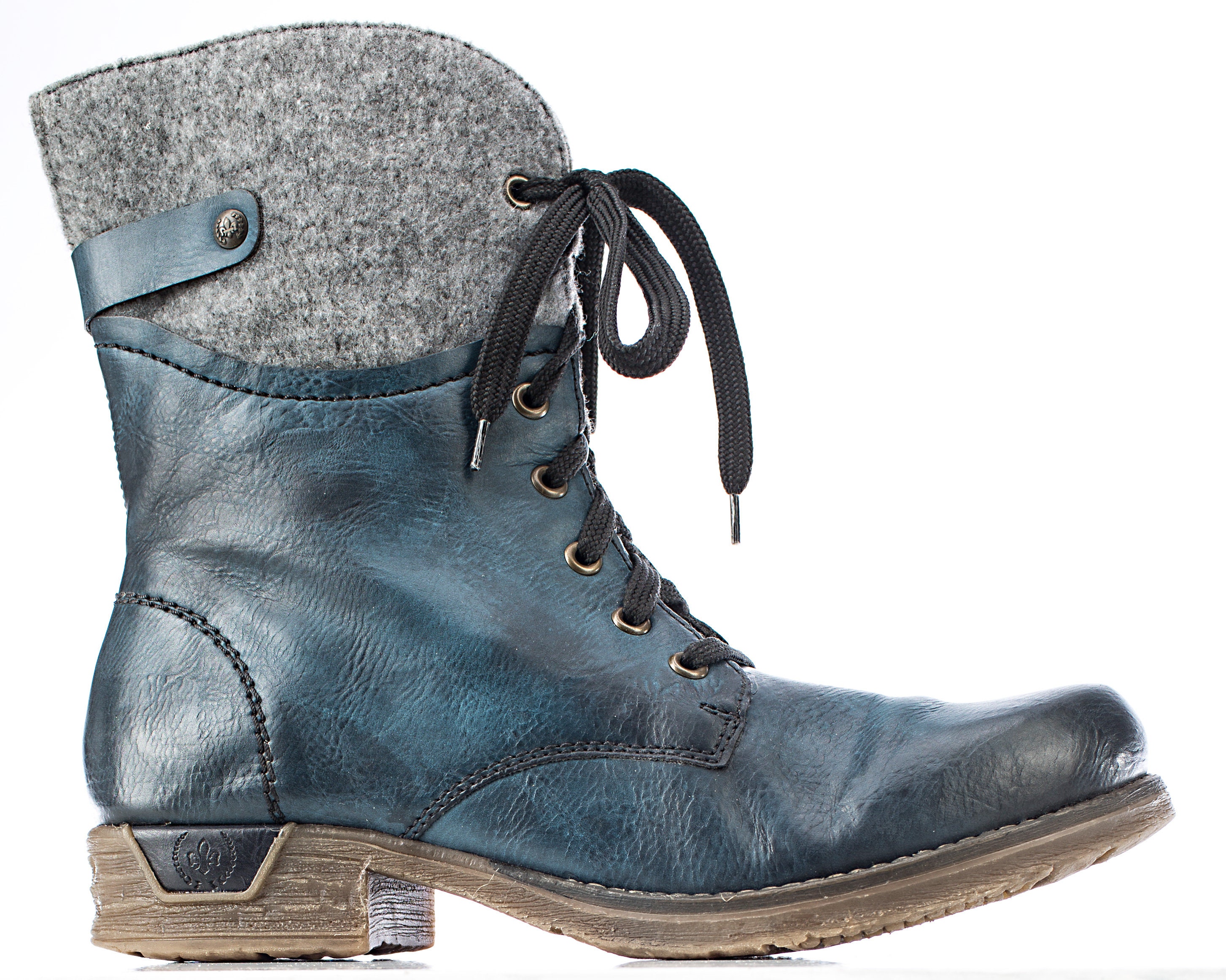 Blue Ankle Boots RIEKER Y2K Wide Fit Boots Vegan Boots Felt - Etsy Canada