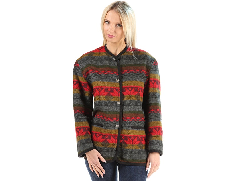 Wool AZTEC Blanket Coat Jacket 70s Felt Wool Ethnic Jacket Etsy