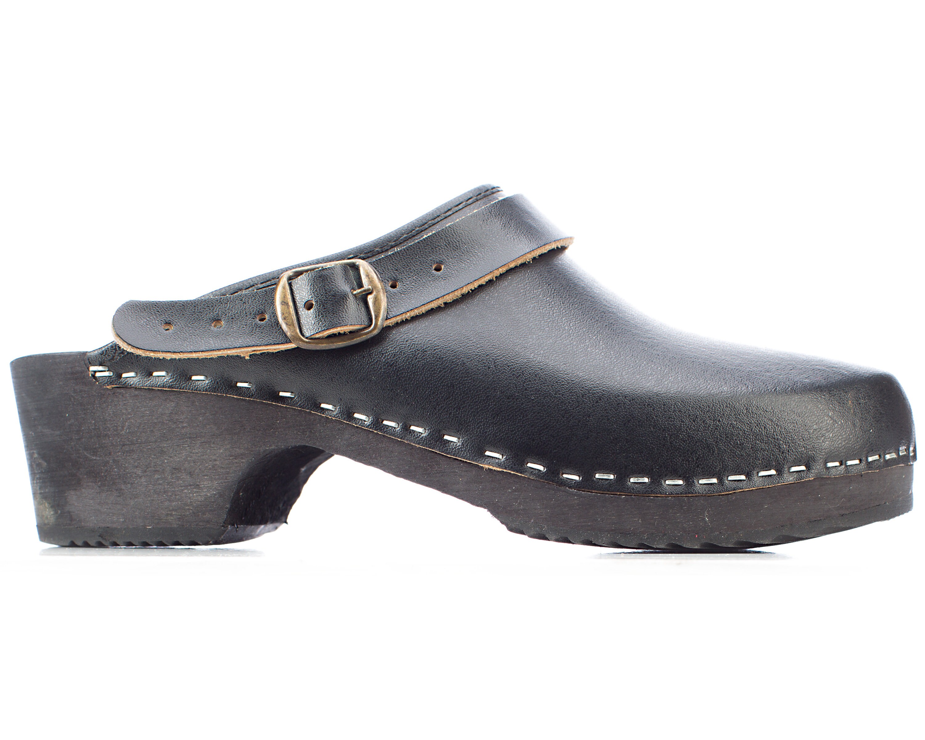 Scandinavian Wooden Clogs White 90s Leather Wood Platforms - Etsy