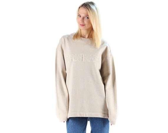 Beige tommy hilfiger sweatshirt cheap