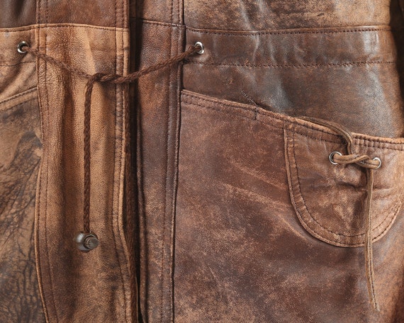 Oversized Leather Biker Jacket 90s Chunky Leather… - image 4