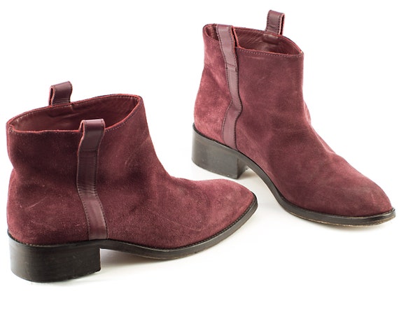 Burgundy Red Boots Chelsea Boots Beatle Boots 90s Designer -