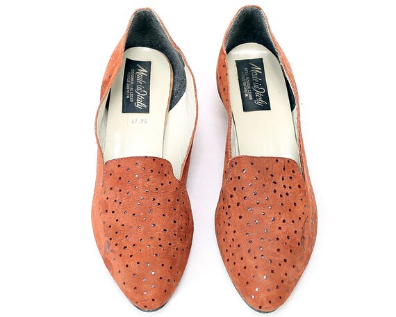 Victorian Shoes Pumps Wide Fit Heels 80s Rust Bro… - image 4