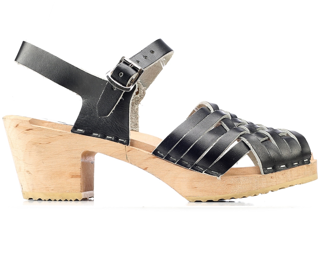 Zuecos suecos Sandalias tejidas con plataforma negra Zuecos - Main Image