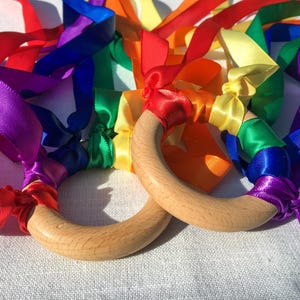 Waldorf Hand Kite; Sensory Toy; Rainbow Streamer