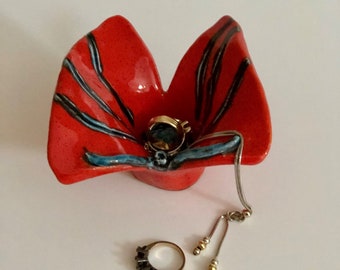 Handgemachte Schmetterling Keramik Ring Schale: Schmuck Halter