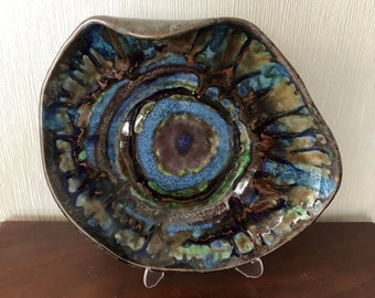Evil eye handmade pottery bowl, centerpiece large ceramic plate, evil eye decor, evil eye ceramic bowl, evil eye plate, mother day gift