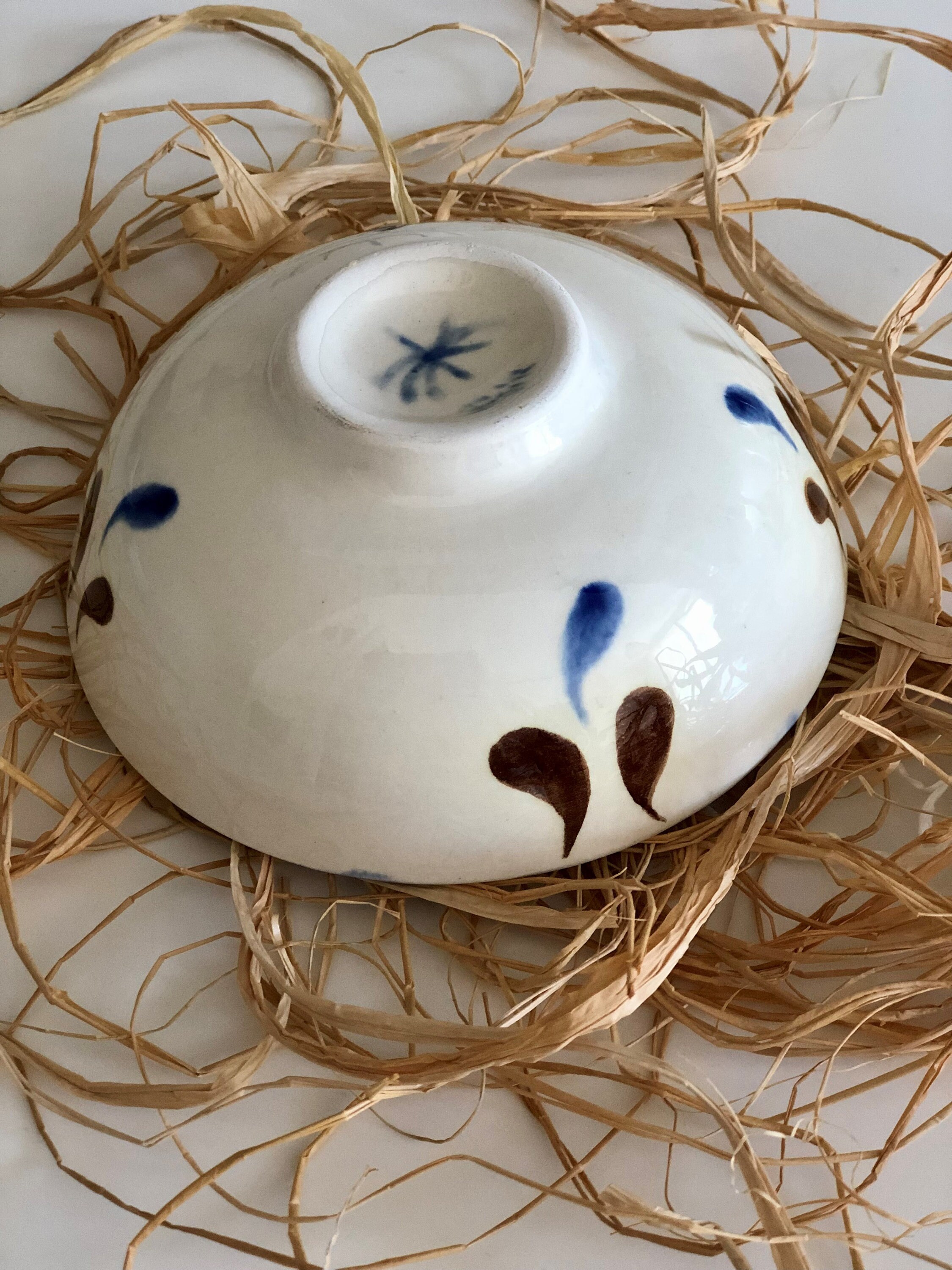 手描き陶器ボウルセット：青い花柄陶器、小さな装飾ボウル - Etsy 日本
