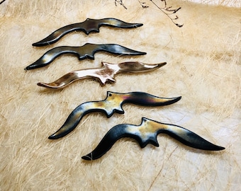 Metallic Ceramic Seagull Wall Decor, Set of 5, Flying Bird Art