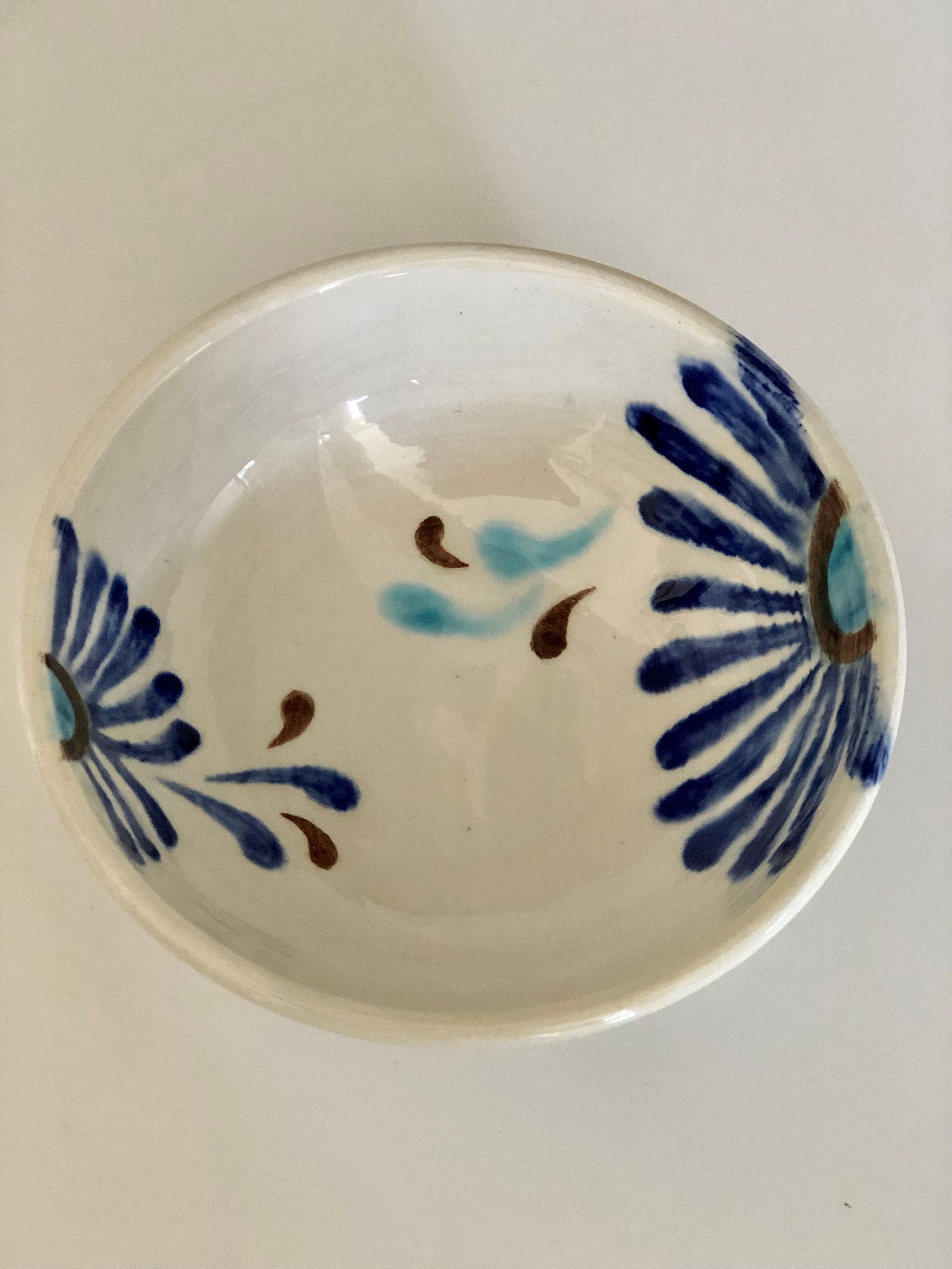 手描き陶器ボウルセット：青い花柄陶器、小さな装飾ボウル - Etsy 日本