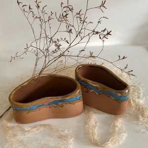 Handmade Terracotta Bowl Set | Turquoise Copper Glaze, Wabi-Sabi Decor
