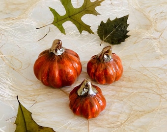 Handmade Ceramic Pumpkin Decor, Set of 3, Fall Table Decoration