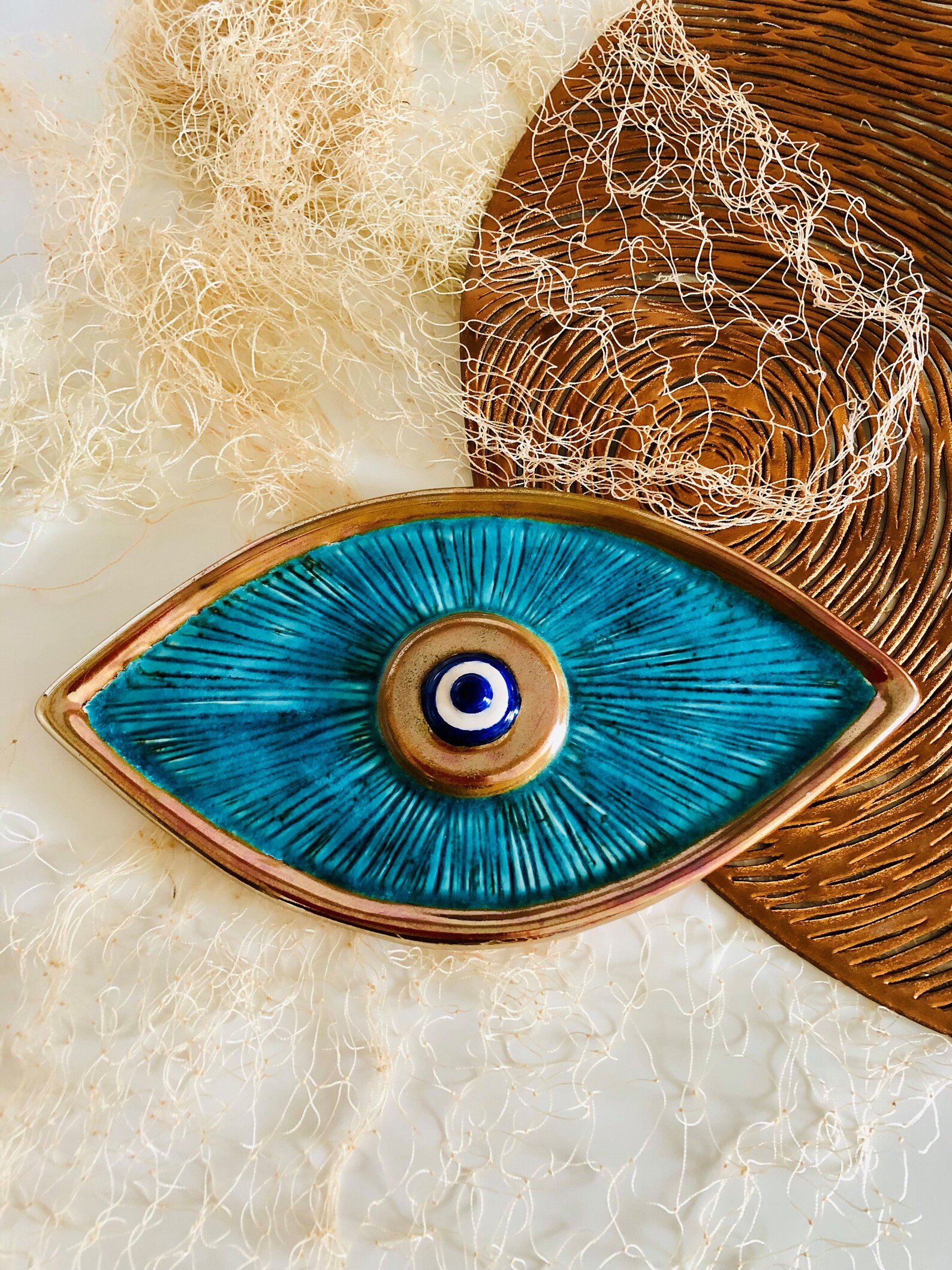 Ceramic Evil Eye Wall Decor Turquoise Ceramic Wall Art - Etsy