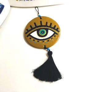 Evil eye ceramic wall art, evil eye wall decor, gold wall hanging, Evil Eye Protection, Nazar, new home gift, mothers day gift