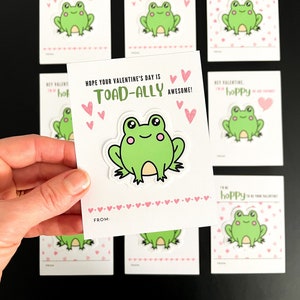 Frog Valentine&#39;s Stickers with Cards (8 pack), Classroom Valentines for Kids, Kids Classroom Valentines, Valentines exchange, funny cards