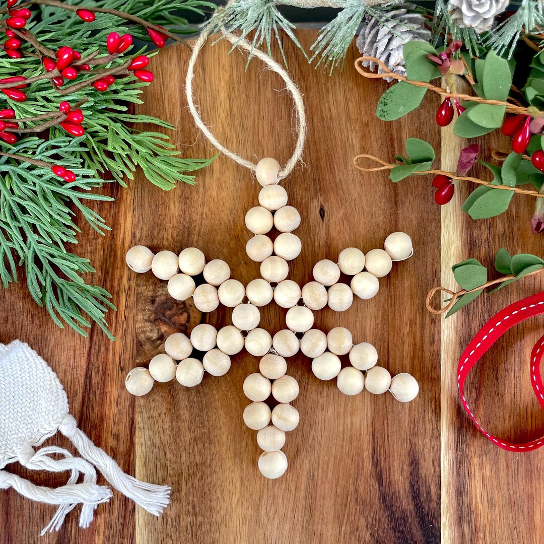 Nordic Snowflake Character Tree Ornament with Pine Bow Accent (Set of 6)