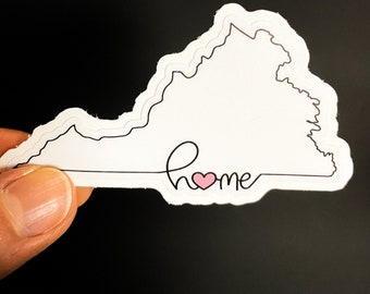 Virginia State Sticker: "Home" Outline, Laptop Decal
