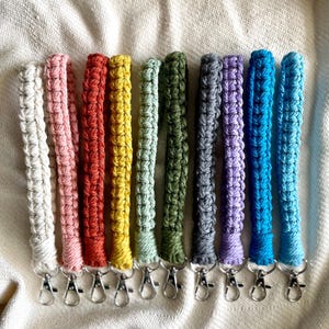 Handmade Macrame Wristlet Keychain Braided Key Fob - Boho Minimalist Lobster Claw Keychain Gift for Her
