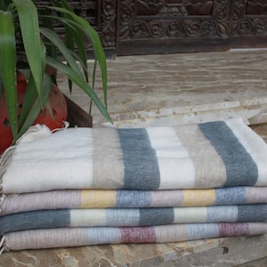 234x115 Cm Yak Wool Blanket, Oversized Couch Throws, Meditation Wrap, Handloomed Beautiful Natural Color Christmas Gift