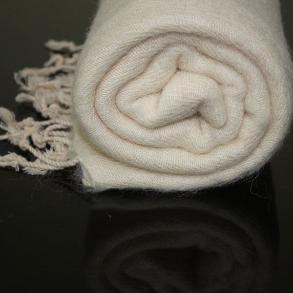 100% Real Pure Yak Wool Shawl Meditation Wrap Throw Blanket Beige Color Himalayan Handmade Christmas Gift, Size: 190*85 CM