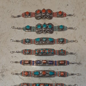 Traditional Tibetan Turquoise Coral Lapis Bracelet Ethnic Nepal Jewelry Handmade Bracelets