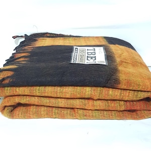 255x116 Cm Traditional Tibetan Yak Wool Blankets, Oversized Wrap, Couch Throws, Black Color Meditation Blanket, Christmas Gift