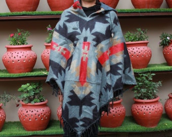 Himalayan Yak Wool Hooded Poncho, Soft & Warm Gift Hoodie Poncho For Men And Women, Handmade In Nepal Perfect For Gift