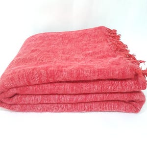 234x115 Cm Yak Wool Blanket, Oversized Couch Throws, Meditation Wrap, Handloomed Beautiful Pink Color Christmas Gift
