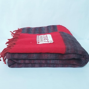 255x116 Cm Traditional Tibetan Yak Wool Blankets, Oversized Wrap, Couch Throws, Red Color Meditation Blanket, Christmas Gift
