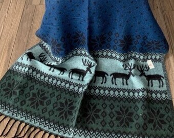 200x100 Cm Himalayan Handmade Deer Print Yak Wool Shawl Wraps Throws Blanket Exclusive From Nepal Gift For Christmas