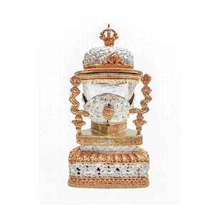9-Inch Buddhist Handmade Kapala, Partly Gold Plated, Silver Plated