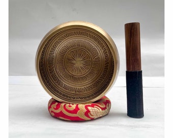 6 inch, Buddhist Singing Bowl, With Design, Carving