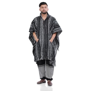 Mexican Baja Hoodie Cotton Gheri Hooded Poncho, Soft Brushed Warm Hoodie Valentine Gift