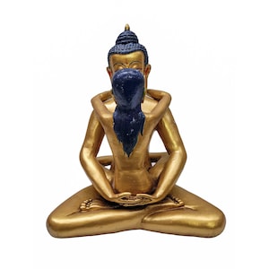 11-Inch Samantabhadra, Buddhist Handmade Statue With Gold Painted