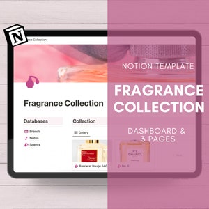 Notion Fragrance Collection Template | Essential Oil Log | Fragrance Oils | Room Fragrance | Perfume Bottle | Aesthetic Perfume Collection