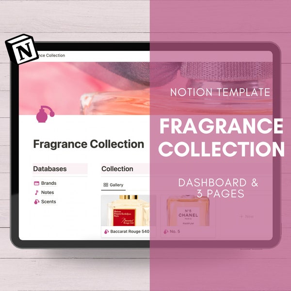 Notion Fragrance Collection Template | Essential Oil Log | Fragrance Oils | Room Fragrance | Perfume Bottle | Aesthetic Perfume Collection