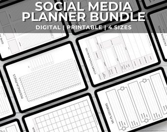 Social Media Content Calendar Planner | Social Media Kit | Social Media Bundle Kit | Social Media Manager | Social Media Tracker