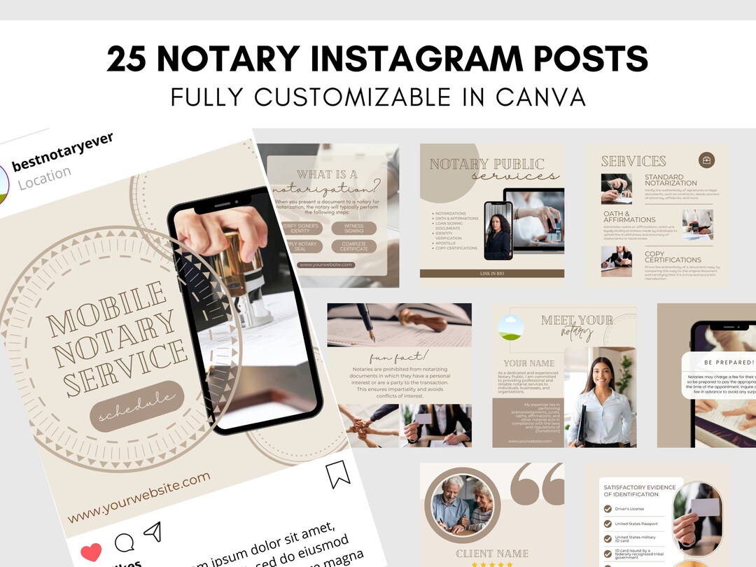 Notary Posts Notary Marketing | Notary Social Media | Notary Instagram Templates ...