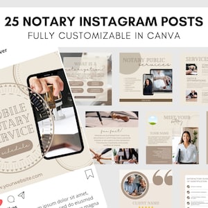 Notary Marketing | Notary Social Media | Notary Instagram Templates | Notary Public Posts | Loan Signing Agent | Notary Canva Template