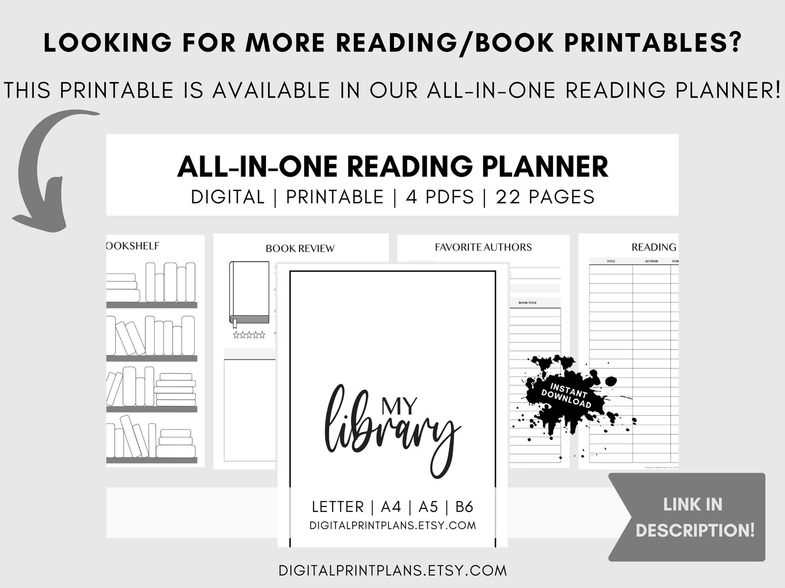 Reading Log Annual Reading Stats Printable Reading Journal Etsy