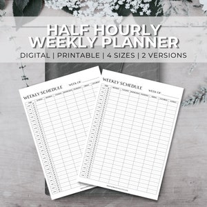 Time Management System | Weekly TimeBox Planner | Timebox Plan | Undated Weekly Half Hour Planner |