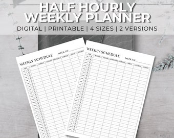 Time Management System | Weekly TimeBox Planner | Timebox Plan | Undated Weekly Half Hour Planner |