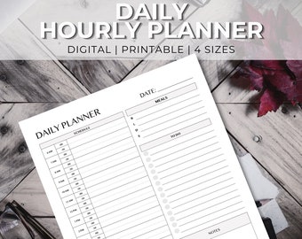 Time Management System | Daily Hourly Planner | Daily Hourly Agenda | Daily Time Blocking | Daily Meal Planning