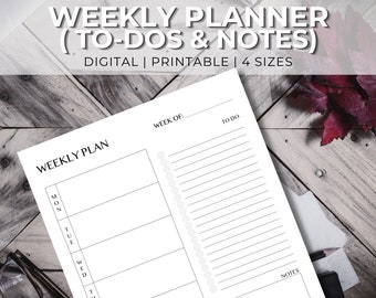 Undated Weekly Planner | Weekly Agenda | Simple Planner | Weekly Cleaning Schedule | Weekly Planner Pad | Weekly Meal Planner