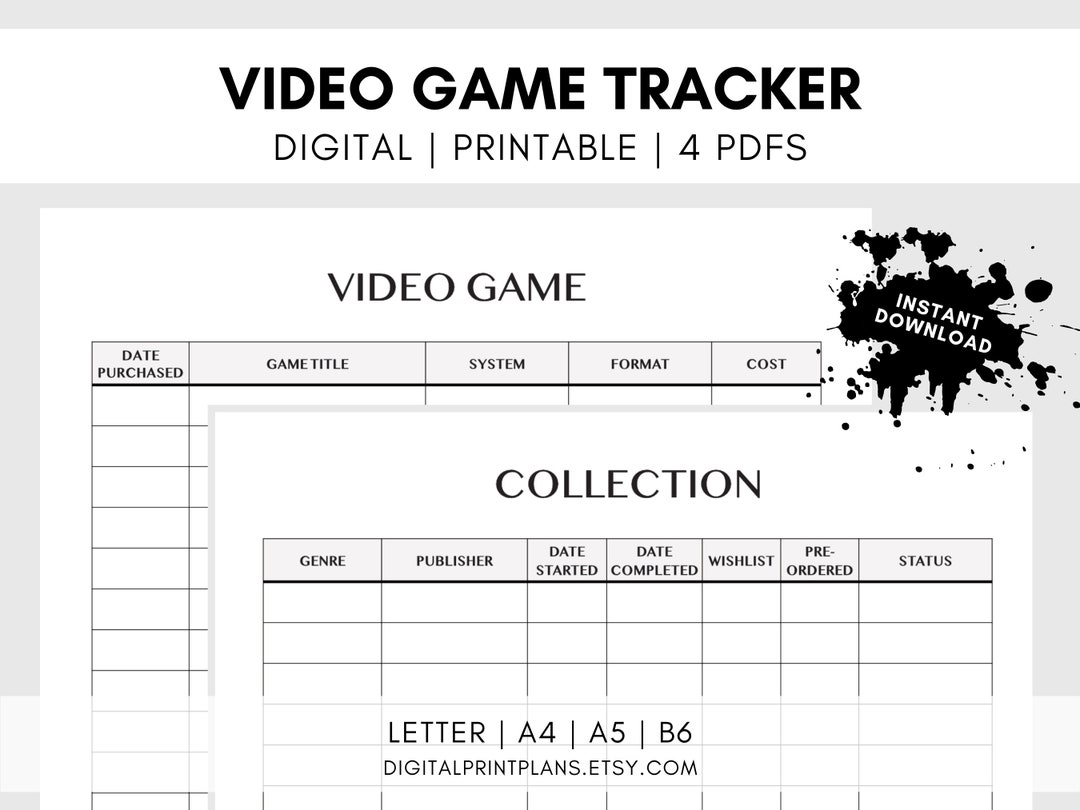 Video Game Tracker Gaming Planner Printable Gaming Log Etsy