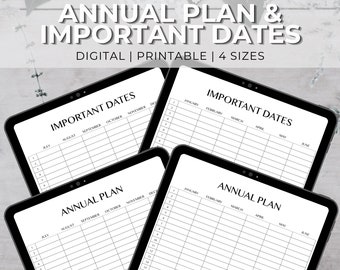 Printable Digital Perpetual Annual Calendar | Birthday Calendar | Christmas Countdown Calendar | Important Dates | School Schedule Planner