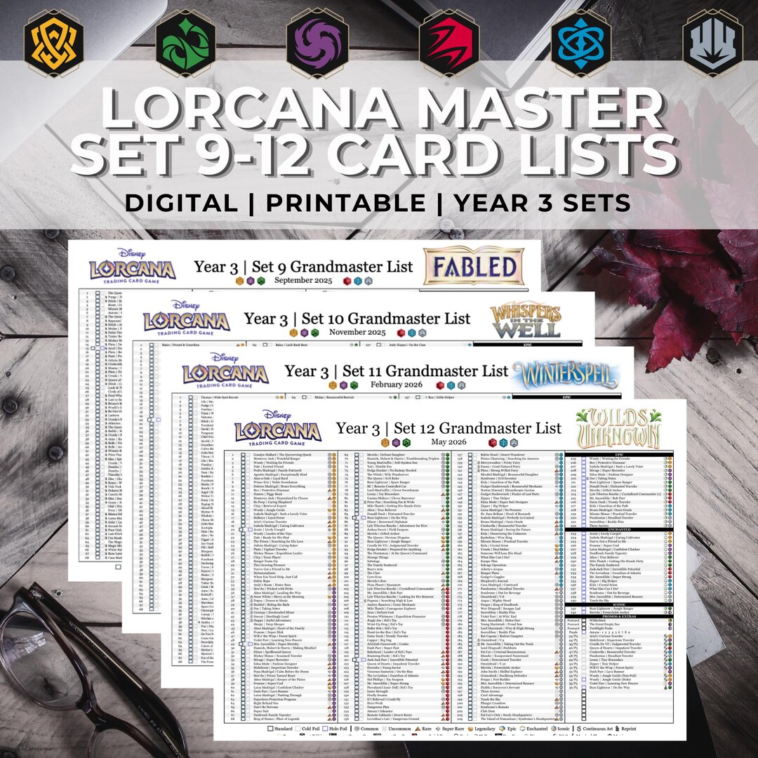 Lorcana TCG Grandmaster Set 9-12 Collection Tracker | All Cards ...
