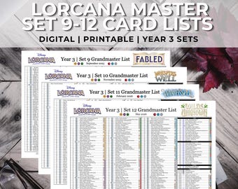 Lorcana TCG Grandmaster Set 9-12 Collection Tracker | All Cards & Promos | TCG Master Set Tracker | Fabled | Winterspell | Wilds Unknown