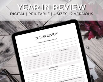 Year In Review | Printable Annual Review | Digital Yearly Review | Annual Tracker | Annual Reflections |  (Letter, A4, A5, B6)